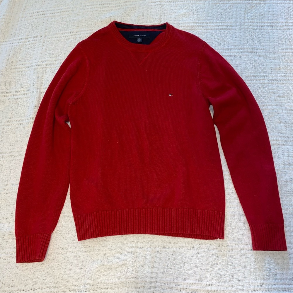 Tommy Hilfiger Red Crewneck Knit Sweater